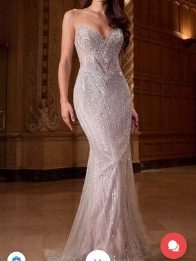 Strapless Beaded Mermaid Evening Gown